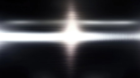 Metallic silver gradient glow on a pure black background, resembling futuristic minimalism.の素材