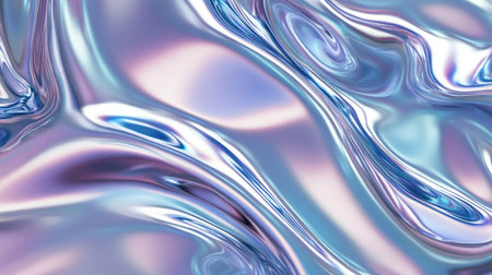Dynamic silver holographic foil background with swirling chrome textures, perfect for modern digital art.の素材