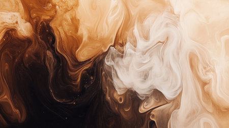 Elegant wisps of smoky swirls in warm brown and mocha tones creating an abstract artistic backdrop.の素材