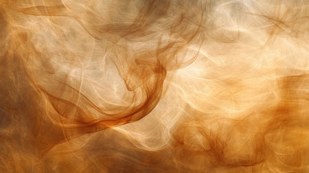 Dynamic swirling waves of warm brown smoke creating an artistic, abstract texture with soft gradients.の素材