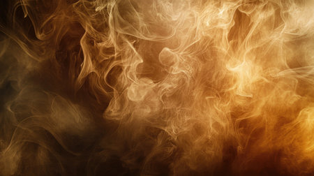 Elegant wisps of warm brown smoke swirling gracefully in a rich, textured abstract background.の素材