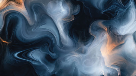Artistic abstract swirls of smoky waves in a blend of blue, gray, and brown creating a sophisticated look.の素材