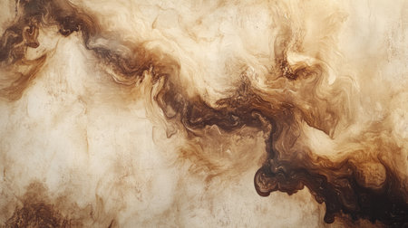 Swirling abstract smoke patterns in warm mocha brown hues flowing softly on a light textured background.の素材