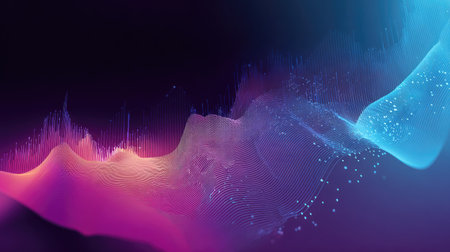 Business finance concept with gradient vector design of abstract graphs, charts, and flowing data patternsの素材