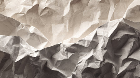 Textured crumpled paper in mixed gray tones, soft lighting to highlight depth and shadow, minimalist template for quotes or brandingの素材