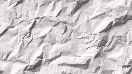 White wrinkled paper background, high-resolution texture with uneven folds, copy space in the middle for creative typography or quotesの素材