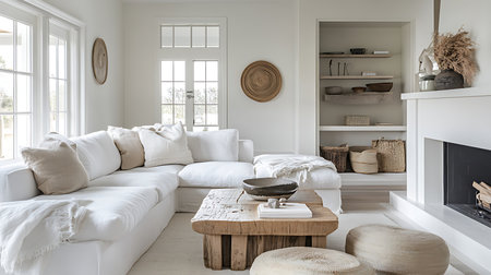 Explore this modern living room with cozy decor that inspires comfort and elegance.の素材