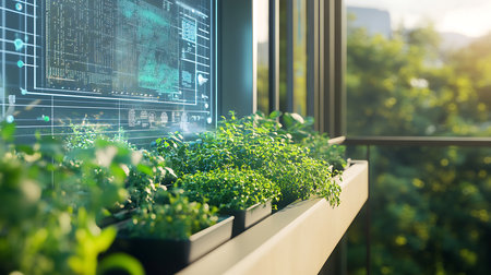 Explore how smart gardening tech transforms urban rooftops into lush green spaces.の素材