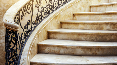Explore the beauty of a luxurious marble staircase showcasing intricate design elements.の素材