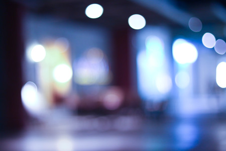 Blue blurred store backgroundの写真素材