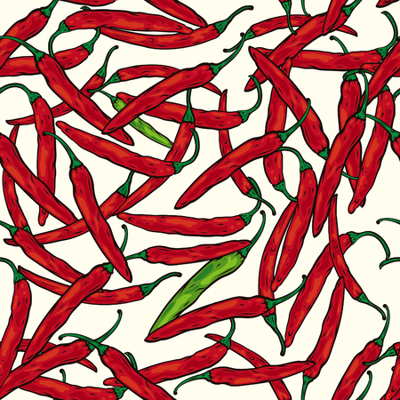 Abstract Seamless pattern with red hot chili peppersのイラスト素材