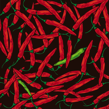 Abstract Seamless pattern with red hot chili peppersのイラスト素材