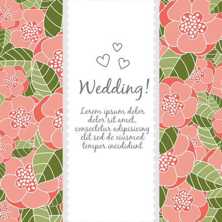 Vector wedding card with lotus and lily flowersのイラスト素材