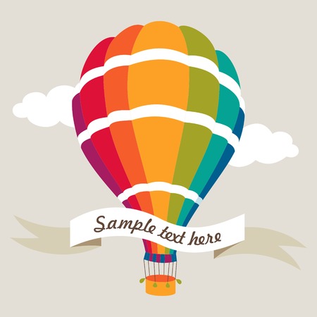 Vector illustration of colorful hot air balloons on the blue skyのイラスト素材