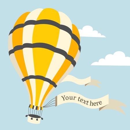 Vector illustration of colorful hot air balloon on the blue skyのイラスト素材