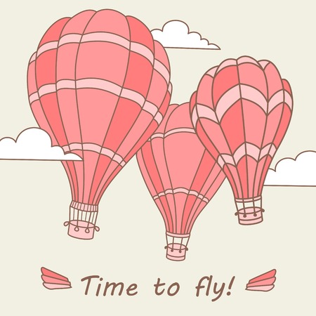 Vector illustration of colorful hot air balloons on the skyのイラスト素材