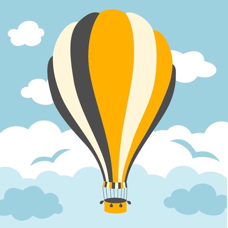 Vector illustration of colorful hot air balloons on the blue skyのイラスト素材