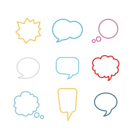 Set of nine colorful speech bubbles. のイラスト素材