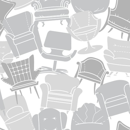 Seamless pattern of armchairs. Vector furniture backgroundのイラスト素材