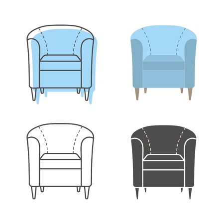 Set of colorfull and silhouette armchairs. Vector illustrationのイラスト素材