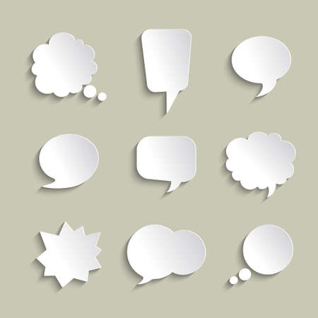 Set of nine volume speech bubbles with a shadows. Vector illustrationのイラスト素材
