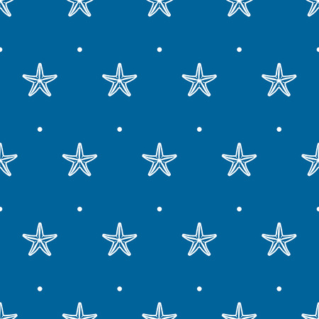 Blue seamless pattern with sea starfish. Vector illustrationのイラスト素材