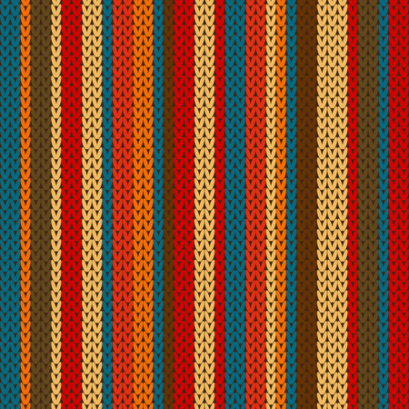 Vector striped pattern on the wool knitted texture. Winter colorfull ornamentのイラスト素材