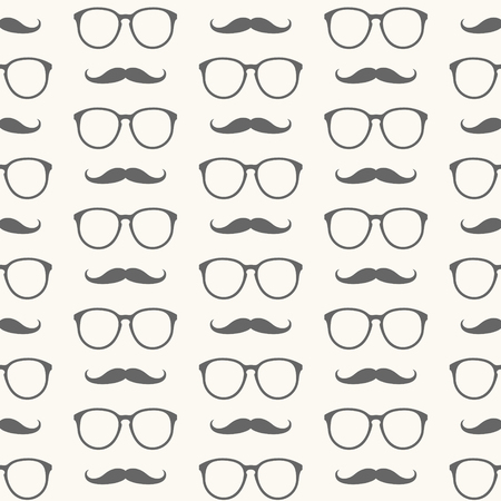 Vector seamless pattern of hipster mustache and glassesのイラスト素材