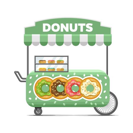 Donat street food cart illustration.のイラスト素材