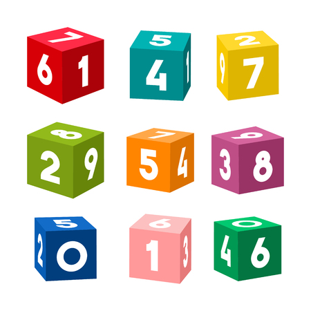 Set of colorful toy bricks with number vectorのイラスト素材