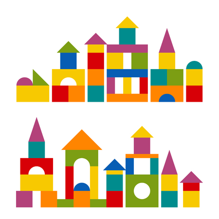 Bright colorful wooden blocks toy.のイラスト素材