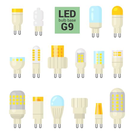 LED light bulbs with G9 base, vector colorful icon set on white backgroundのイラスト素材