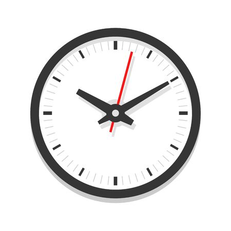 Modern white clock icon, single isolated vector illustration. Office clock without numerals. Ten oclock.のイラスト素材