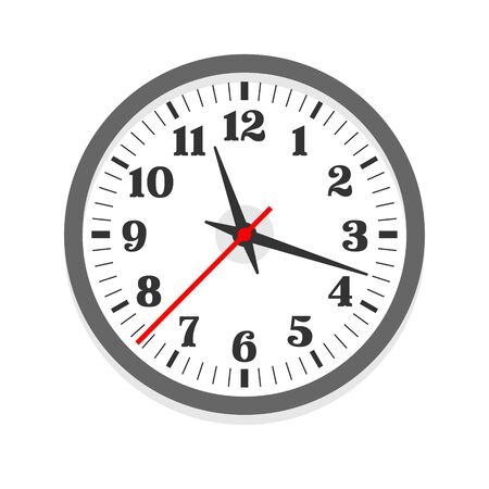 White clock icon, single isolated vector illustration. Office clock with numeralsのイラスト素材