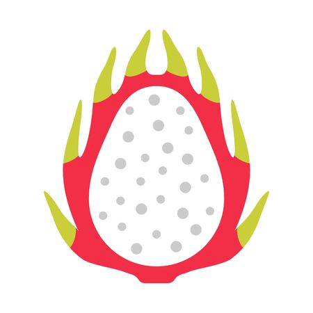Cute exotic dragon fruit, isolated colorful vector icon. Bright single fruit illustrationのイラスト素材