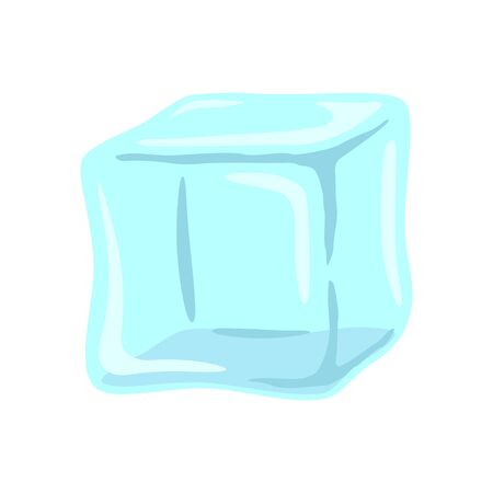 Ice cube blue, single isolated colorful cartoon vector illustrationのイラスト素材