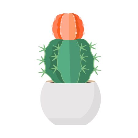 Cactus and succulent in pot domestic colorful cartoon vector illustration. Decorative flower plant. Isolated icon cactiのイラスト素材