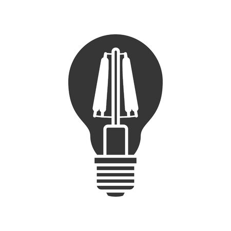 LED light lamp bulb vector filled silhouette icon, isolated on white backgroundのイラスト素材