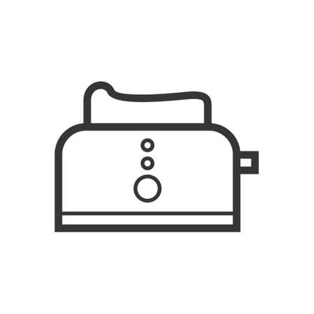 Kitchen toaster outline single isolated vector icon. Kitchen appliances and electronics illustration on white backgroundのイラスト素材