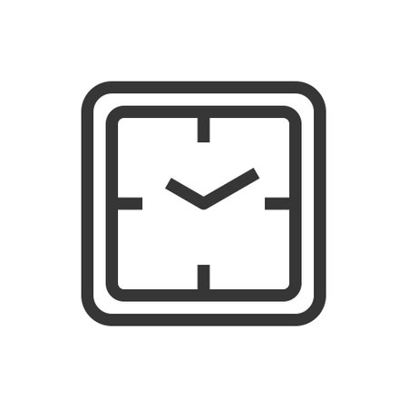 Square wall clock line style isolated vector icon. Linear pictograms on white background. Interface iconのイラスト素材