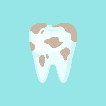 Dirty spoted tooth, cute colorful vector icon illustration. Cartoon flat isolated imageのイラスト素材