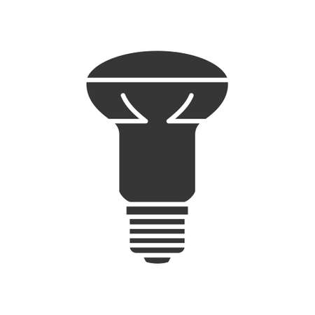 LED light lamp bulb vector filled silhouette icon, isolated on white backgroundのイラスト素材