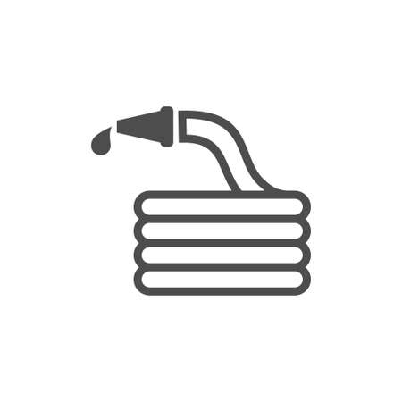 Water hose black vector icon, garden tool, equipment and accessory. Isolated single illustration.のイラスト素材