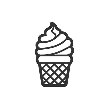Ice cream contour style vector icon. Tasty cool sweet meal. Isolated dishes on white background.のイラスト素材