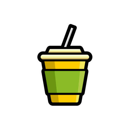 Soft drink colored with contour fast food vector iconのイラスト素材