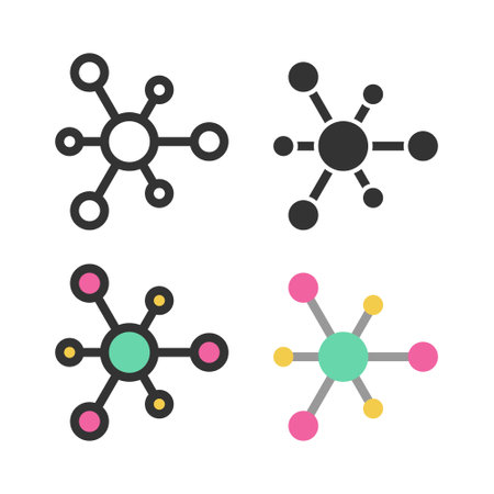 Atoms, molecules, dna, chromosomes outline vector icon setのイラスト素材