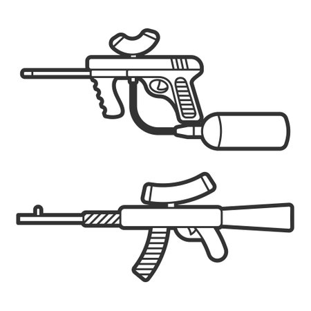 Sniper weapon, vector flat paintball or airsoft iconのイラスト素材