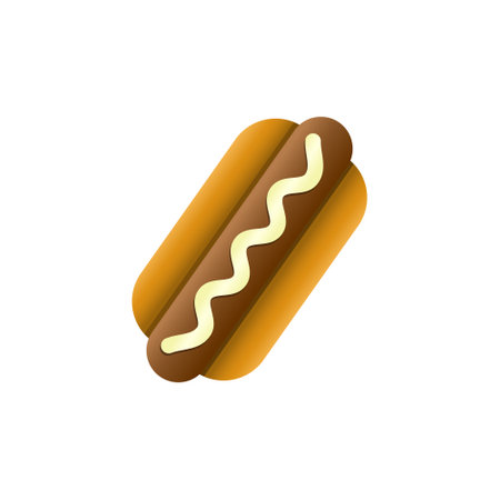 Hot dog colored cartoon fast food vector iconのイラスト素材
