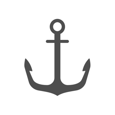 Anchor vector single icon, separate isolated sign. Retro sea ship nautical equipment. Navy travel vintage equipmentのイラスト素材