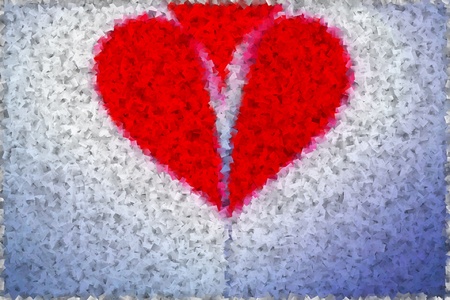Red heart on white backgroundの写真素材